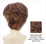 r32-33-40f dark brown auburn w med golden blonde frost