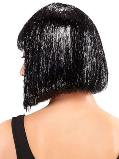 Black tinsel wig deals